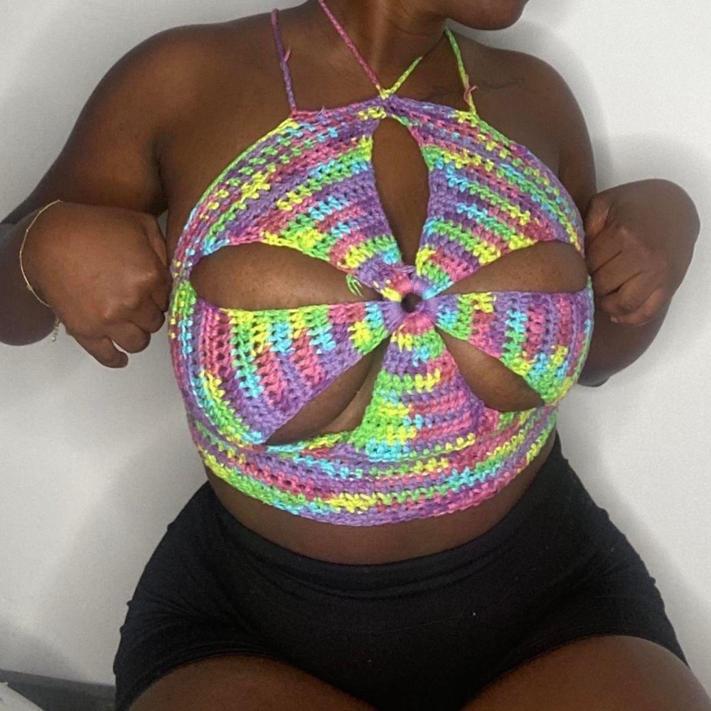 The “Plumeria” Flower Crochet Top